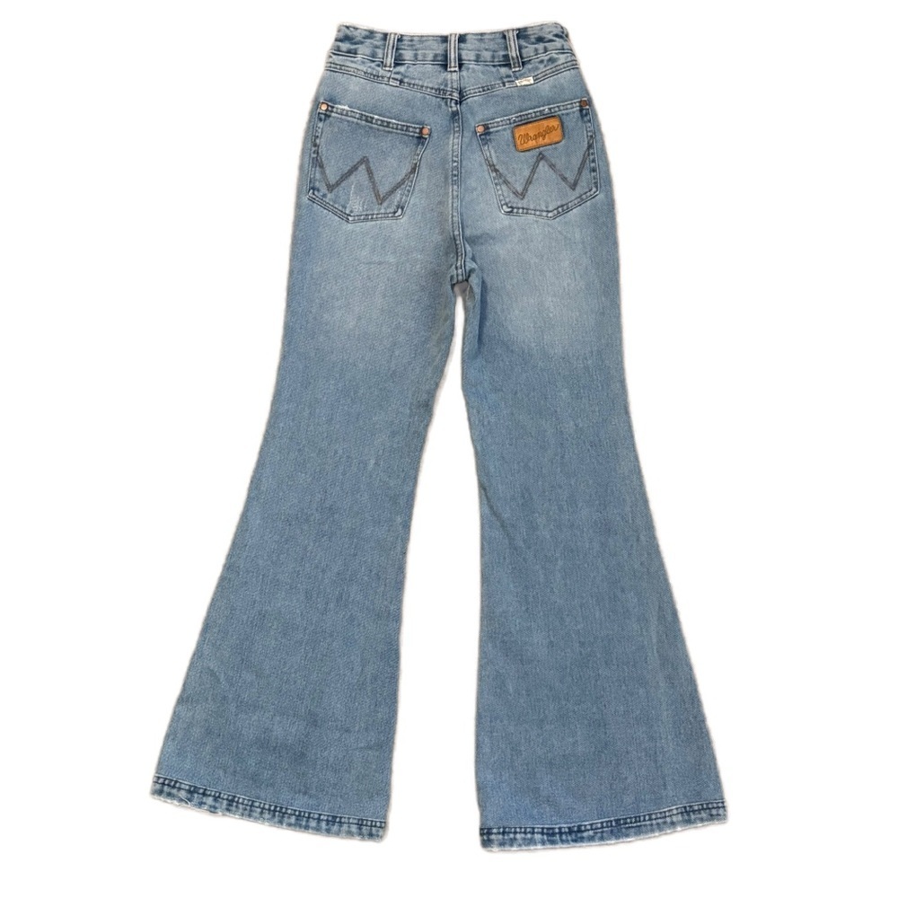 Billabong X Wrangler Super Flare Patchwork Light Denim Jeans Women's 24 - Picture 11 of 12